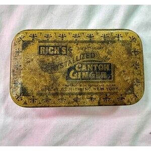 Old Vintage Rich's Crystallized Canton Ginger Metal Tin 3 oz E.C. Rich New York